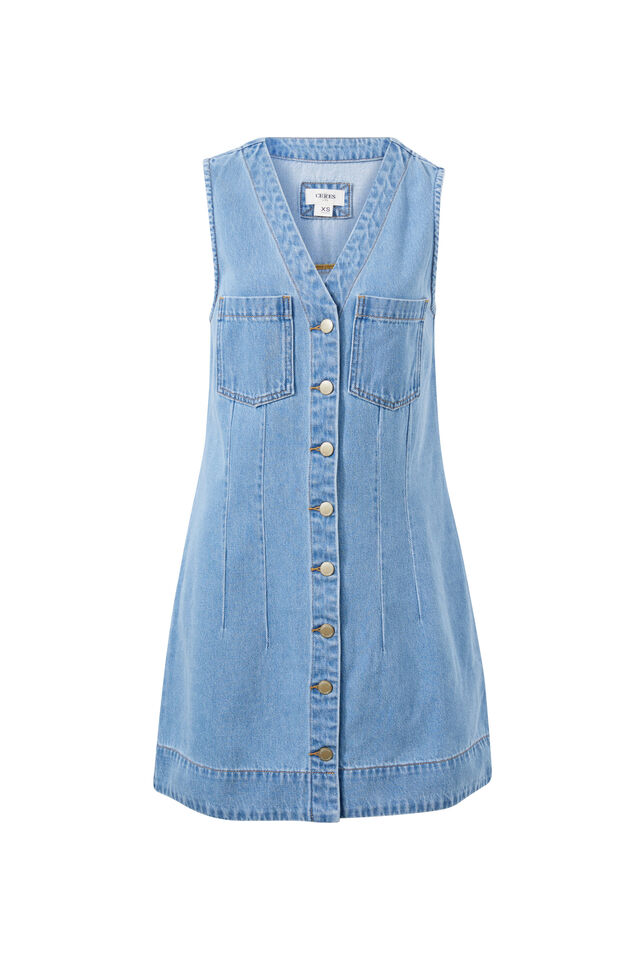 Seamed Mini Shift Dress, VINTAGE BLUE