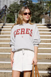 Oversized Slouchy Crew, GREY MARLE HERITAGE LOGO - alternate image 1