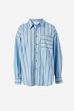 Poplin Stripe Shirt In Organic Cotton, CLOUD PETROL STRIPE - alternate image 2