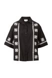 Resort Boxy Shirt, BLACK/WHITE EMBROIDERY - alternate image 2