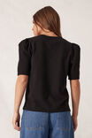 Pleat Sleeve Tee, BLACK - alternate image 3