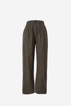 Wide Leg Pleat Front Pant In Cotton Linen Blend, MILITARY GREEN - alternate image 2