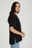 Organic Oversized Print Step Hem Tee, WHITE ON BLACK - alternate image 4