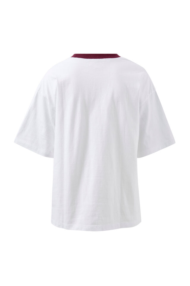 Ringer Tee, WHITE/RAISIN