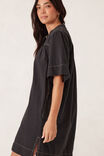 Half Placket Tunic Dress, WASHED BLACK TWILL - alternate image 6