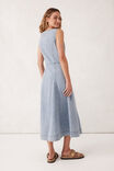 V-Neck Flared Midi Dress, WORN BLUE - alternate image 4