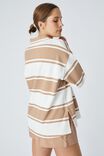 Organic Oversized Rugby Top, HERITAGE CAMEL WHITE STRIPE