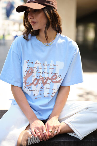 Ceres Life X Barwon Health Foundation Love Tee, SKY BLUE/CHOCOLATE