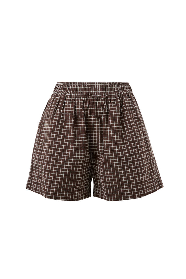 Mila Short, TEXTURED CHOCOLATE CHECK