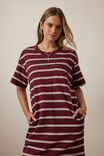 Charlotte Midi Terry Dress, BURGUNDY MILK STRIPE - alternate image 6