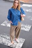 Puff Sleeve Denim Shirt, TRUE INDIGO - alternate image 1