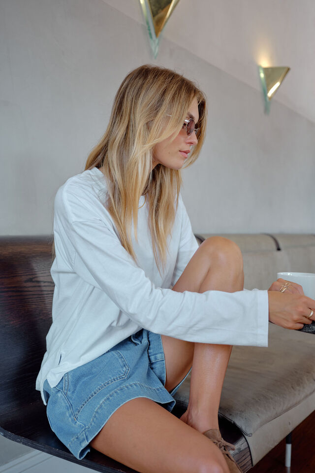 Scout Slouchy Long Sleeve  Tee, WHITE