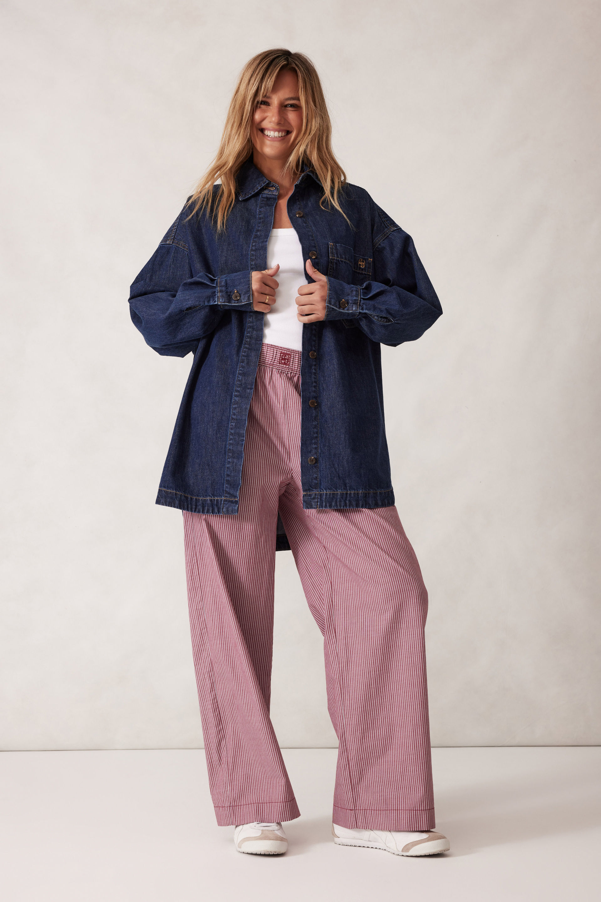 【INCHANT ME】[unisex] Edge Pin Tuck Overfit Denim Shirt JK The Flat Head FN-SDK-001L 12oz Denim Work Shirt Indigo