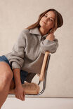 Slouchy Zip Knit, LIGHT GREY NEP - alternate image 6
