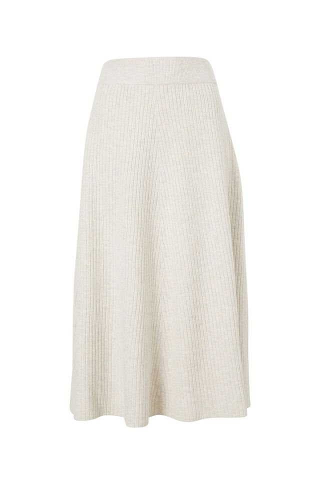 Soft Knit A Line Skirt In Recycled Blend, OATMEAL MARLE