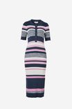 Striped Straight Dress In Organic Cotton, SMOKE STRIPE - alternate image 2
