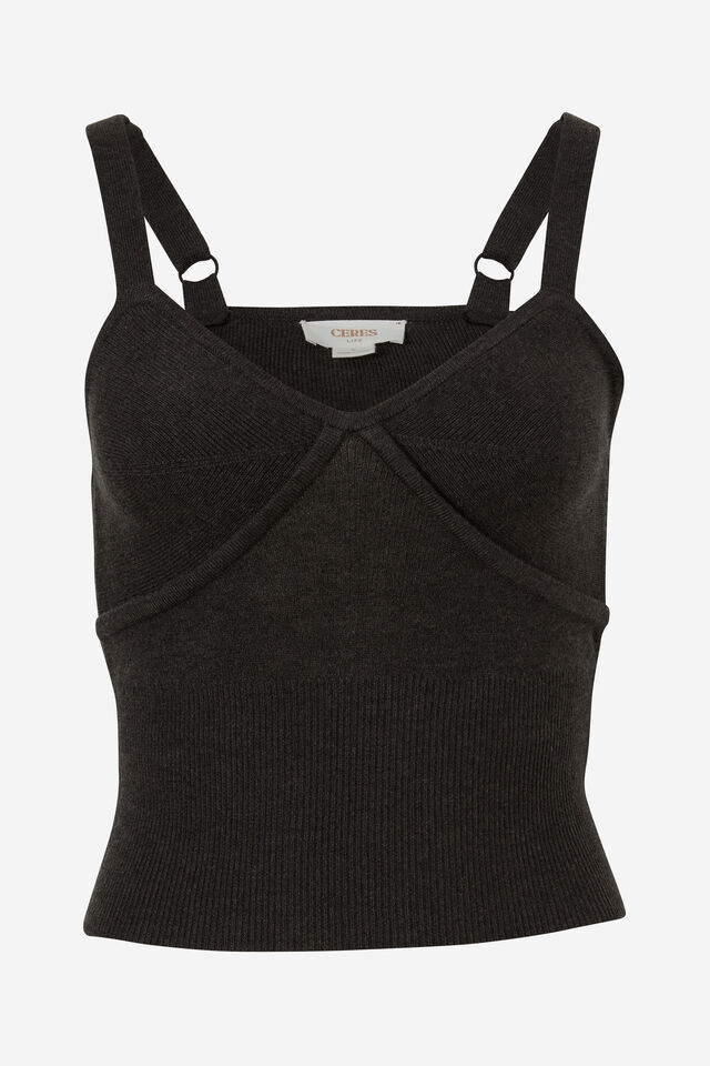 Soft Knit Cami, CHARCOAL MARLE