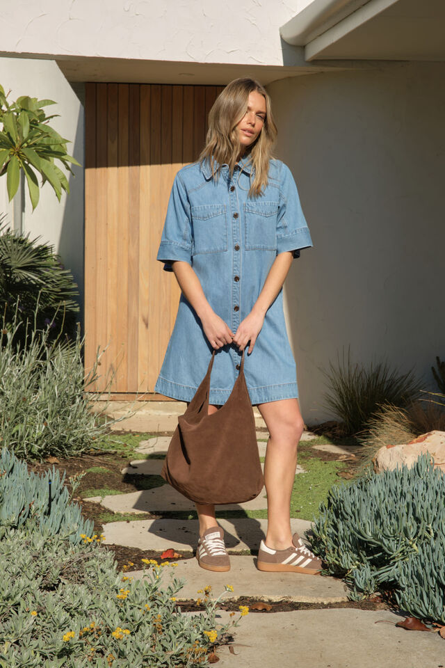Ava Short Sleeve Mini Dress, VINTAGE BLUE