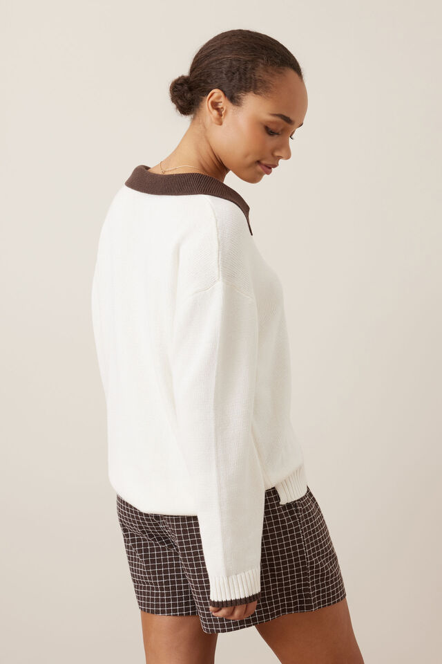 Eliza Collared Knit, MILK AND BRUNETTE