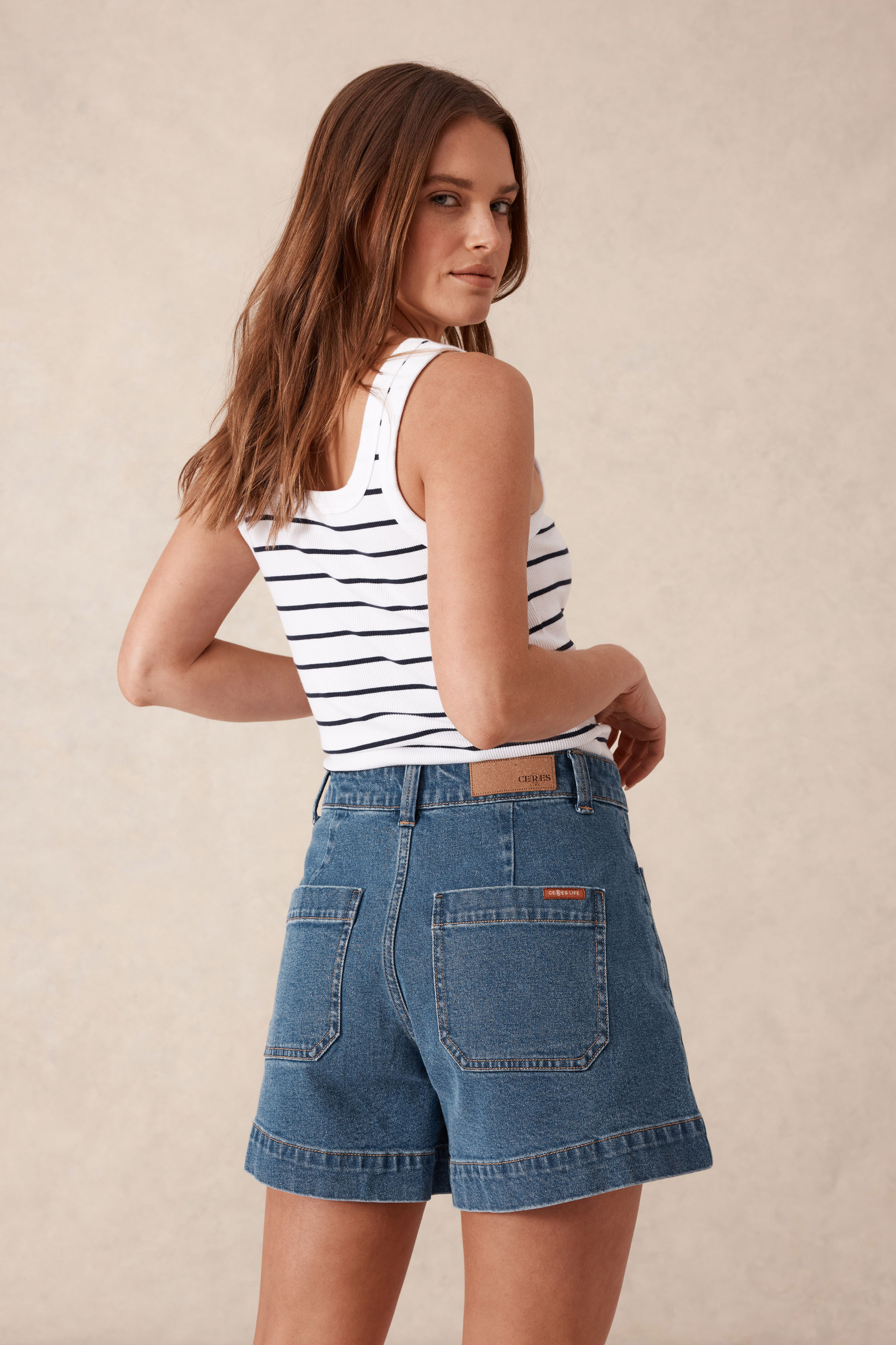 Denim shorts pockets showing deals