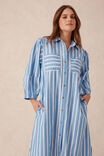 Midi Shirt Dress, BLUE WHITE RED STRIPE ORGANIC COTTON - alternate image 4