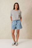 Billie Pleat Front Short, VINTAGE BLUE DENIM - alternate image 6