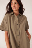 Mini Shirt Dress, FIG GREEN TEXTURED COTTON - alternate image 6