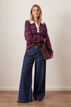 Jessa Rugby Knit, WASHED BURGUNDY STRIPE - example image 4