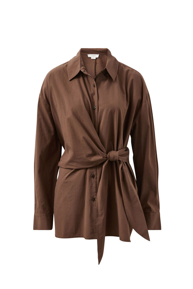 Elodie Wrap Shirt, BRUNETTE BROWN