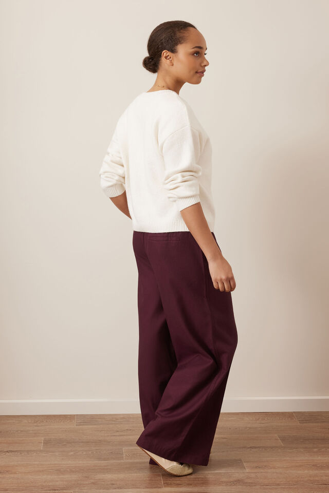Izzie Pinstitch Pant, BURGUNDY