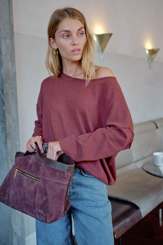 Liza Drapey Soft Knit, WASHED BURGUNDY