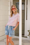 Stevie Slouchy Tee, MILK FRESH BLUE RED STRIPE - example image 4