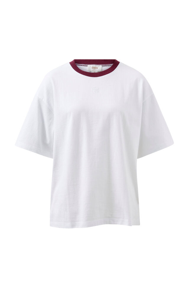 Ringer Tee, WHITE/RAISIN