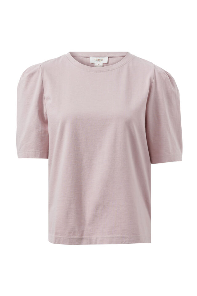 Pleat Sleeve Tee, BLUSH PINK