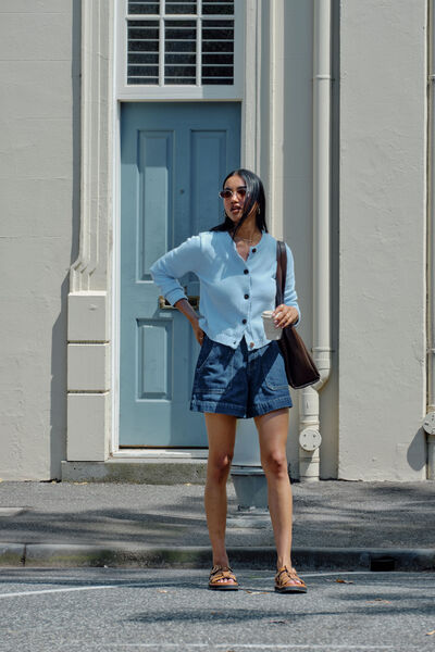 Nelly Long Sleeve Knit Cardi, CHINA BLUE