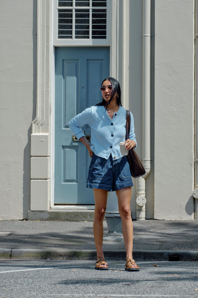 Nelly Long Sleeve Knit Cardi, CHINA BLUE