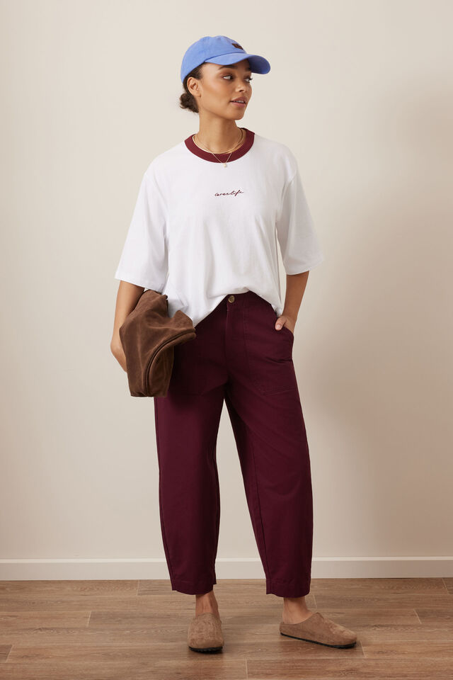 Macy Print Tee, WHITE/MULBERRY SCRIPT