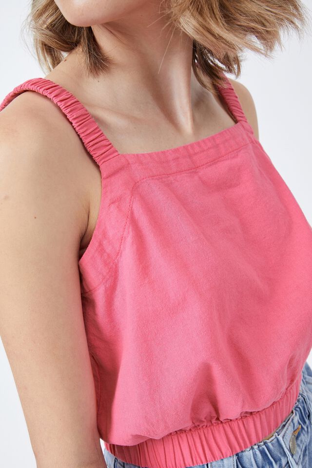 Bubble Cami In Cotton Linen Blend, SUNSET PINK