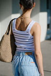 Zara Contour Rib Square Neck Tank, WHITE/NEW NAVY - alternate image 3