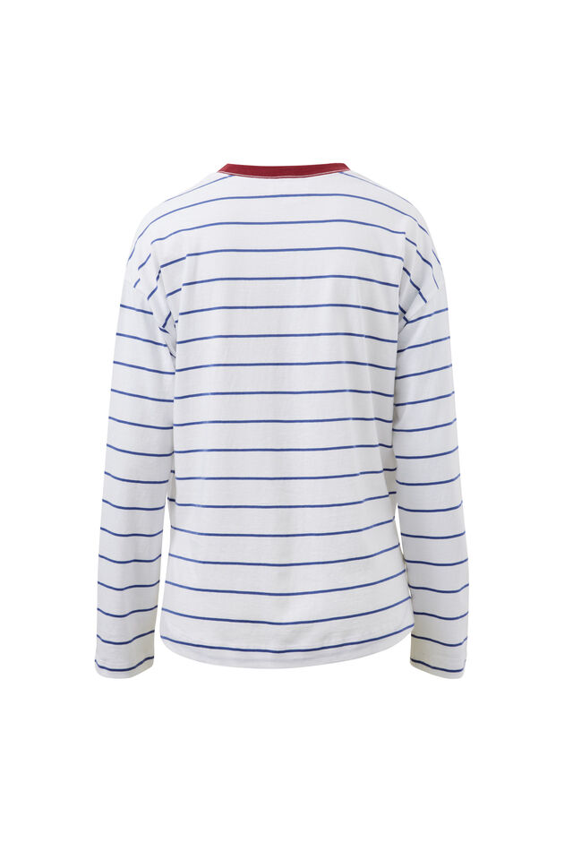 Scout Slouchy Long Sleeve  Tee, WHITE WASHED NAVY STRIPE