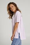 Organic Oversized Step Hem Tee, WARM WHITE/MUSK FINE STRIPE - alternate image 4