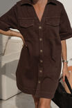 Relaxed Shirt Dress, CHOCOLATE - alternate image 4