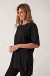 Lola Longline Step Hem Tee, BLACK - alternate image 4