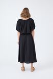 Midi Skirt In Cotton Linen Blend, BLACK - alternate image 4