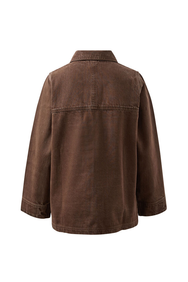 Ava Chore Shacket, CHOCOLATE