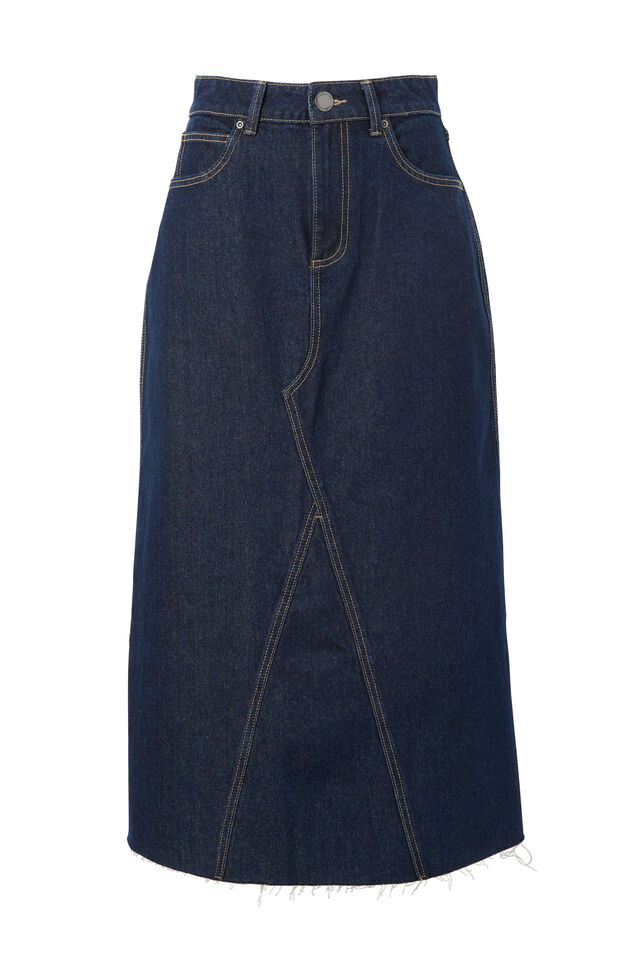 A-Line Denim Maxi Skirt, MIDNIGHT