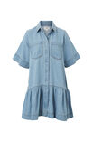 Short Sleeve Tiered Shirt Dress, VINTAGE BLUE DENIM - alternate image 2