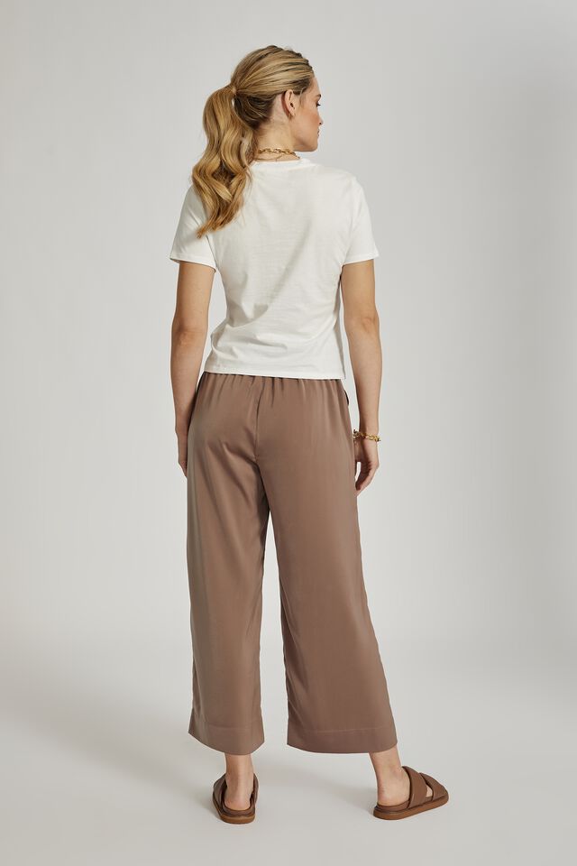 Satin Wide Leg Pant With Recycled Fibres, TAUPE