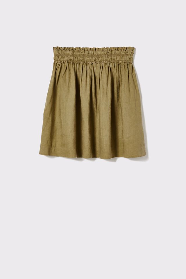 Linen Mini Skirt, DILL