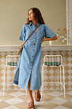 Ava Short Sleeve Midi Dress, VINTAGE BLUE - alternate image 1